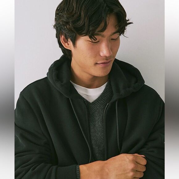 NWT J CREW Summit 11 oz. soft-knit fleece full-zip hoodie in black size XL - Picture 7 of 10